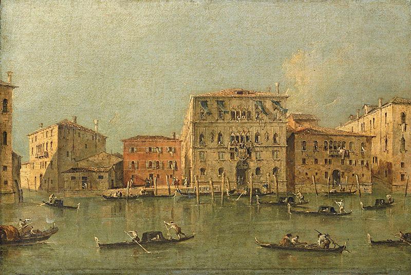 Francesco Guardi View of the Palazzo Loredan dell'Ambasciatore on the Grand Canal, Venice, Norge oil painting art